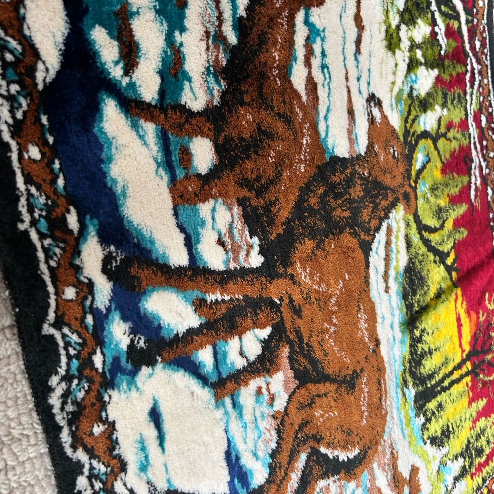 Vintage Velvet Tapestry -Winter Deer/Elk Scene - Picture 3 of 7